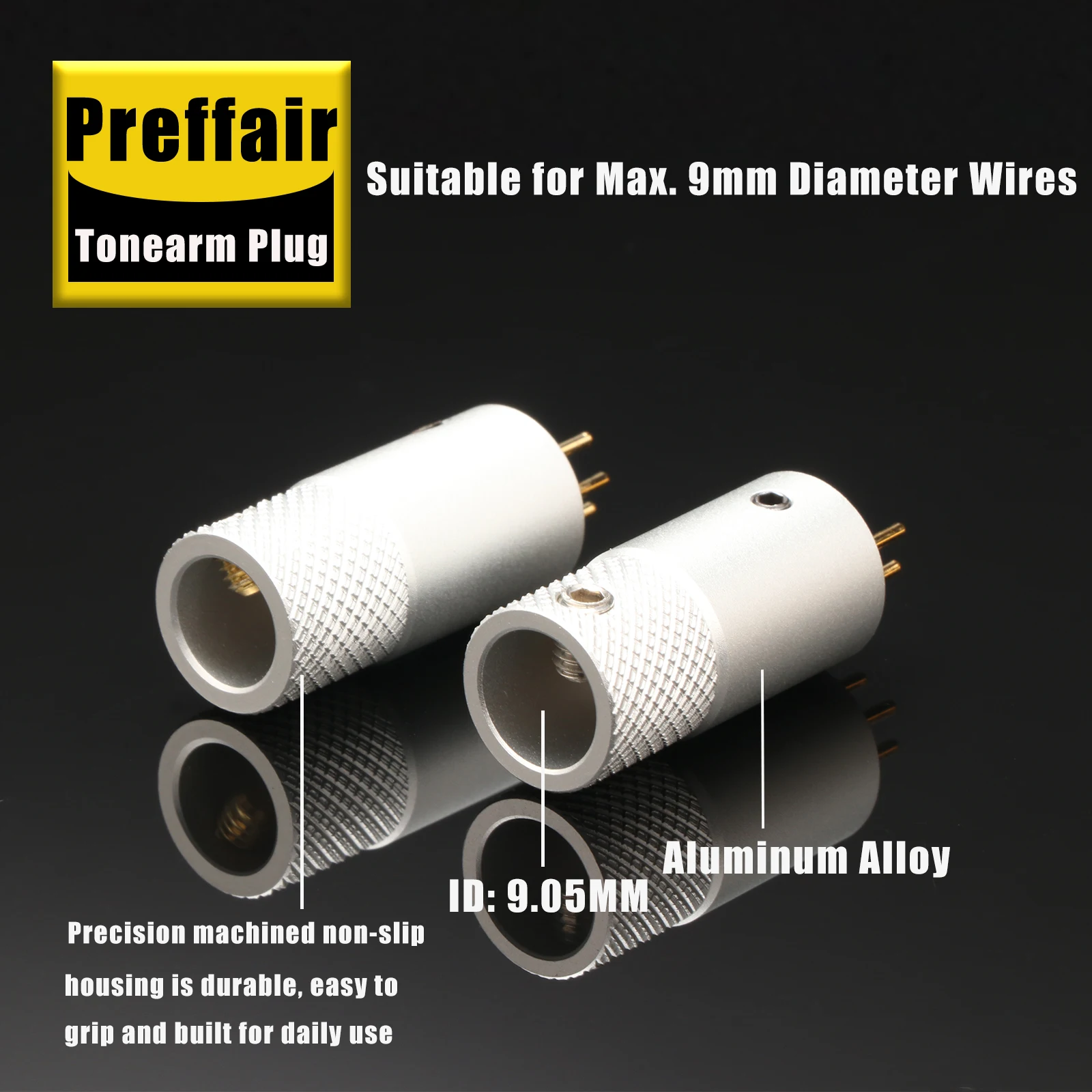 2026 New 10.3mm Tonearm RCA Connector, 24K Gold Plated Phono Plug with High-End Teflon Core for DIY Vinyl Record Player