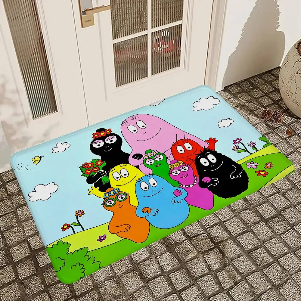 Children Barbapapa Bathroom Mat Anti-slip Absorb Water Long Strip Cushion Bedroon Mat Welcome Doormat