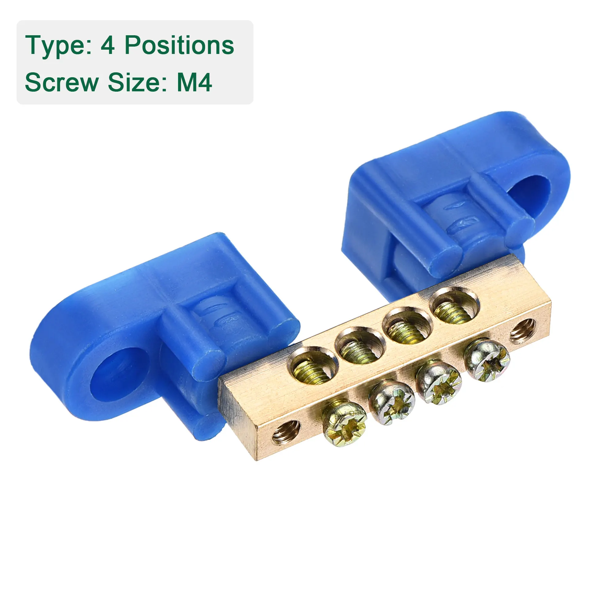 1/2/4Pc Blue Terminal Ground Bar Screw Block Barrier Brass Strip 4/6/8/10/12Positions for Electrical Distribution Box Connection