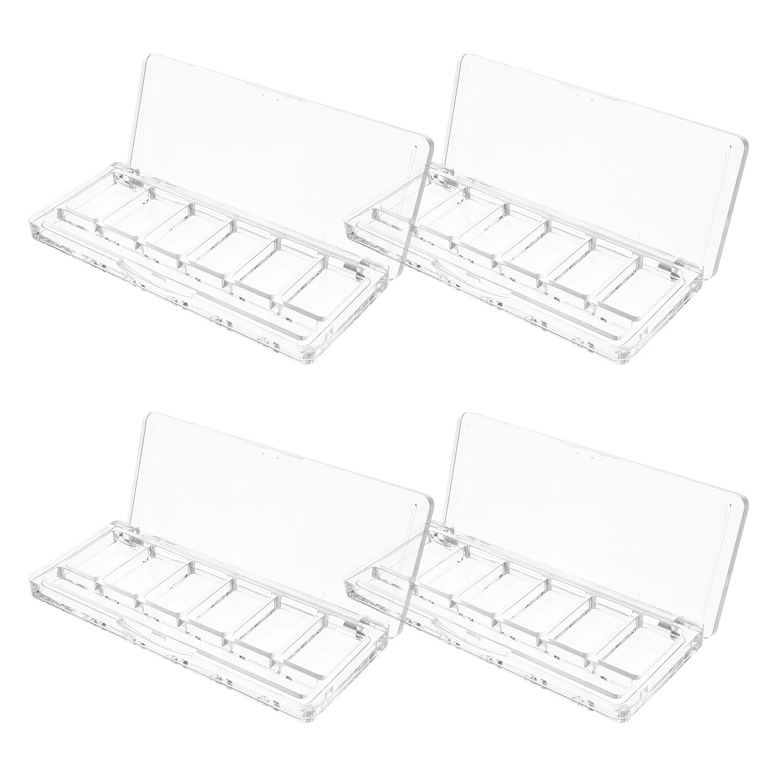 พาเลทแต่งหน้าแบบใส 4 ชิ้น 6 ช่องใส่อายแชโดว์ น้ำหนักเบา พกพาสะดวก สำหรับจัดเก็บสีแต่งหน้า