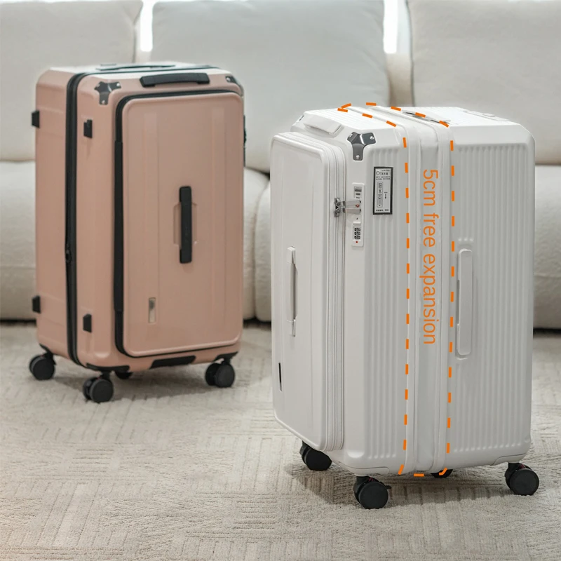 Large Capacity PC Material Suitcase 20/28-inch Deep-Compartment Travel Luggage with Combination Lock Side-Open Hard Shell