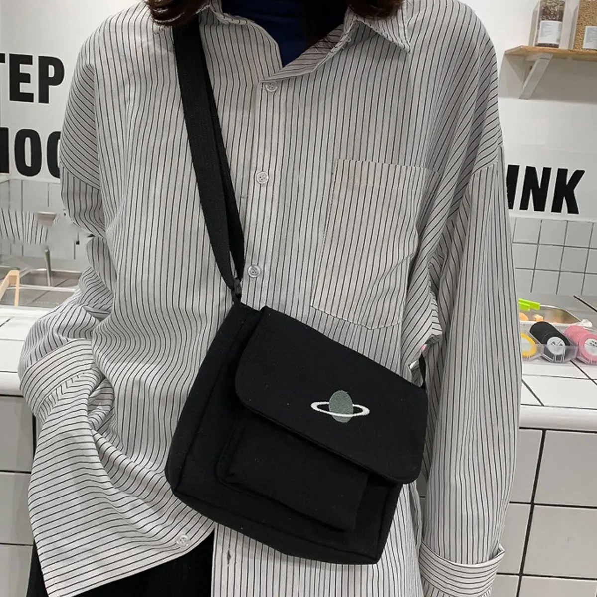 Torba na ramię z materiału żeglarskiego, w stylu koreańskim, oryginalna torba crossbody Suefeng dla uczennic. — zdjęcie 6