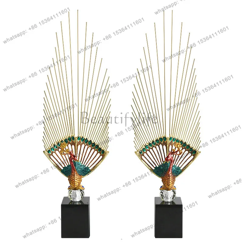 

Ornament light luxury minimalist high sense art peacock living room entrance niche TV cabinet decoration