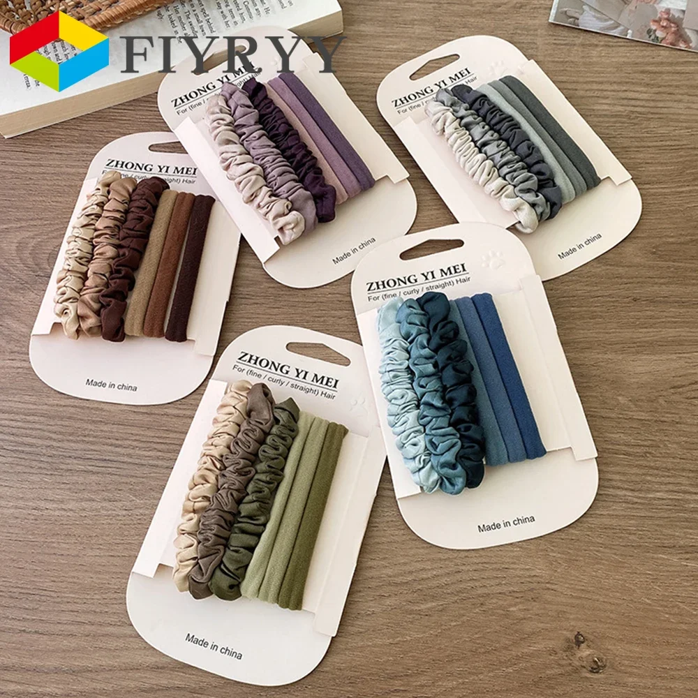 

FIYRYY Women Solid Color Hair Rope Hairbands Towel Rings fashion and simplicity For Girls Accessoires Femme Korean style 6PCS