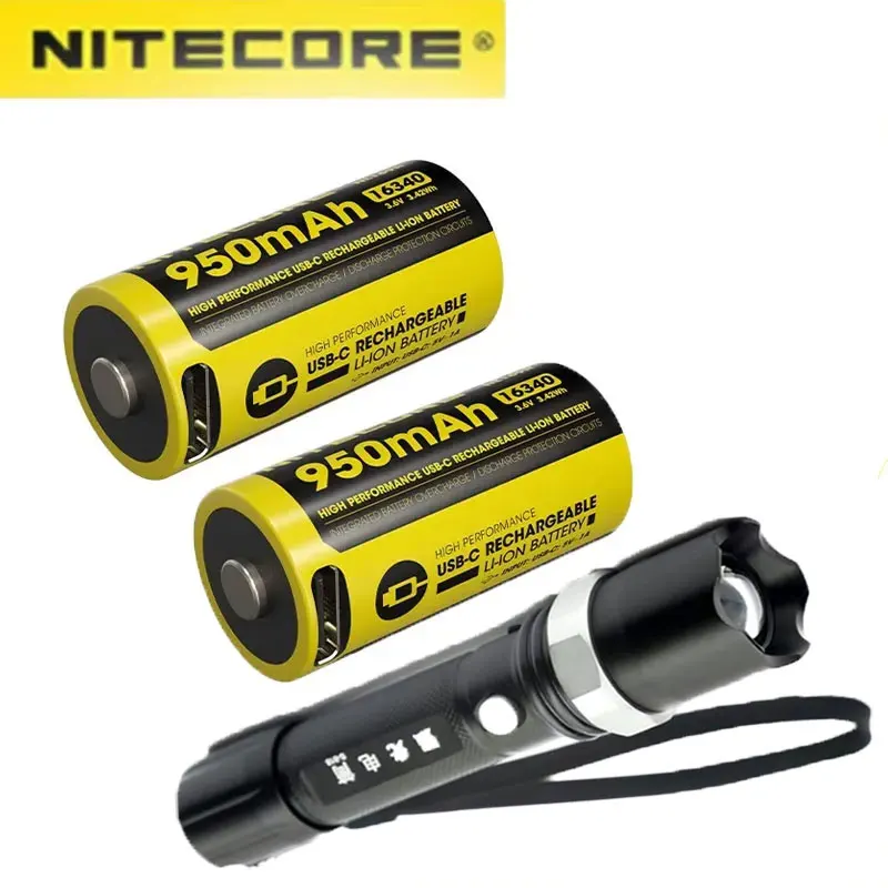 NITECORE NL169R 950mAh 3.6V RCR123A wysokowydajny akumulator USB-C ładowania 16340 akumulatora