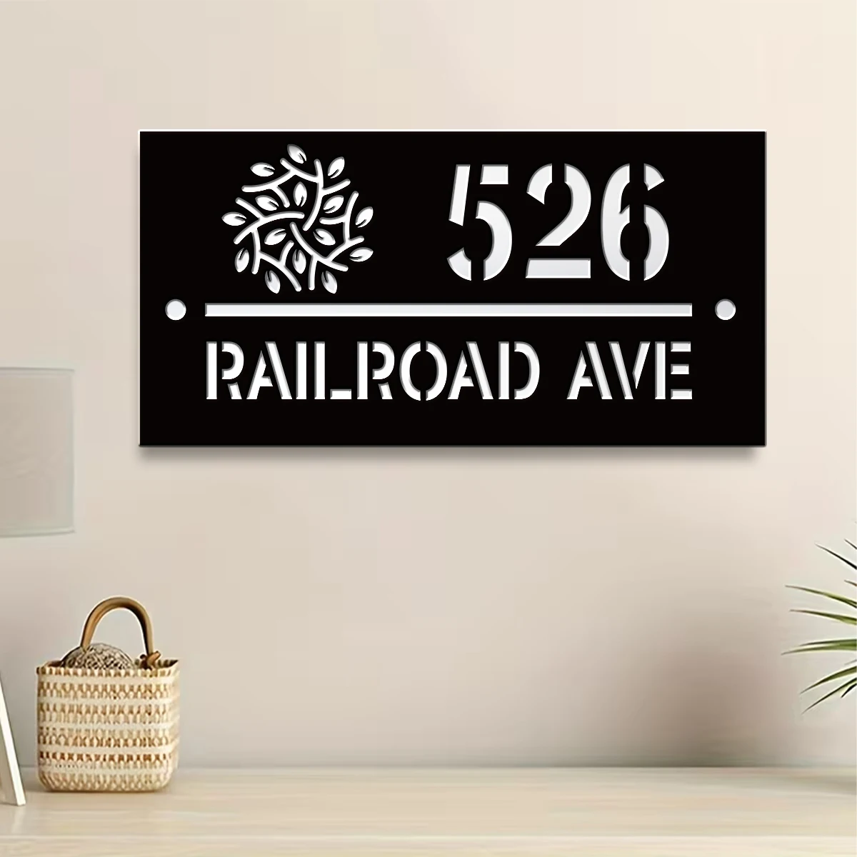 1Pc Custom Plant leaves Number&Text Acrylic House Number Door Street Sign Plaque,Home Room Garden Decor,Birthday Wedding Gift