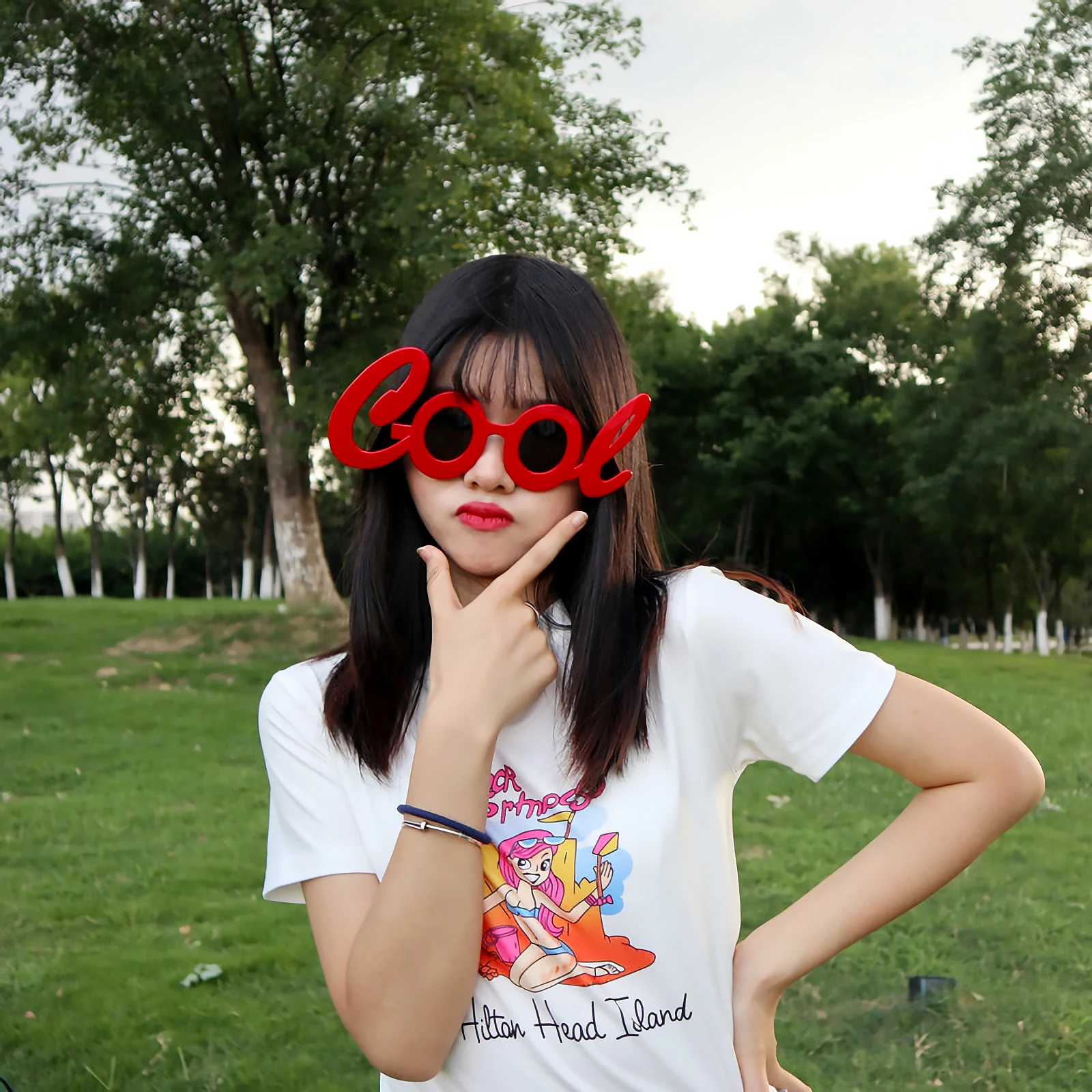 

2 Pcs Party Letter Glasses Festival Photo Booth Props Prom Trendy Red Abs Material Funny