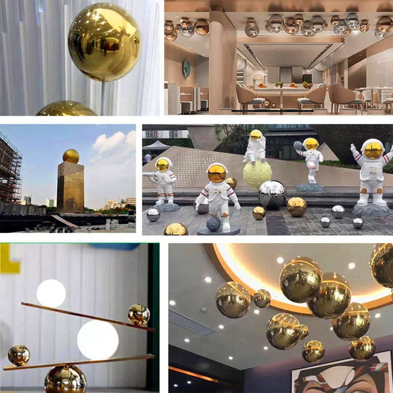 201 Stainless Steel Mirror Sphere Titanium Gold Hollow Ball Seamless Home&Garden Festivals Decor Mirror Balls Sphere 32mm-150mm