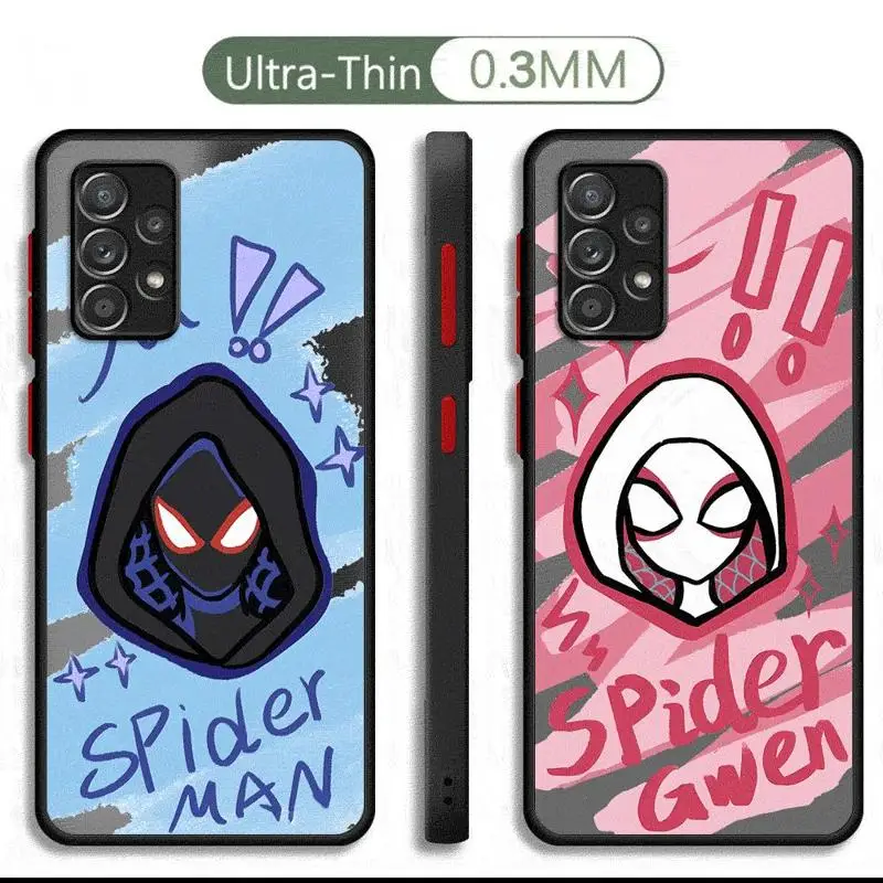 Marvel Sipiderman Gwen Phone Case for Samsung Galaxy A14 A12 A13 A21s A22 A23 A31 A32 A33 A42 A52 A53 A72 A73 5G Matte