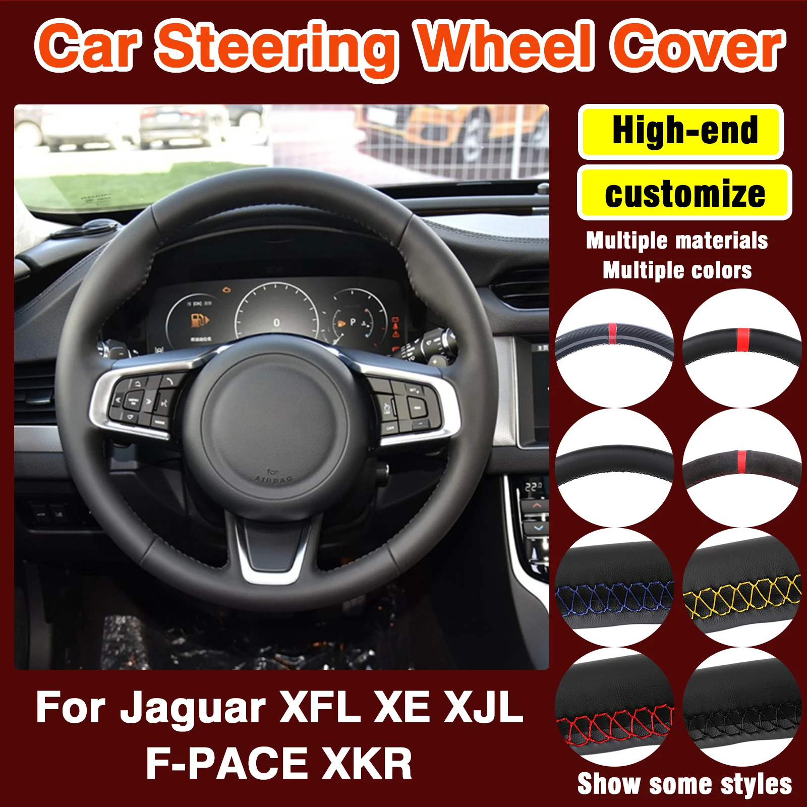Устойчивый к царапинам чехол на руль автомобиля «сделай сам», кожа из микрофибры для Jaguar XFL XE XJL F-PACE XKR