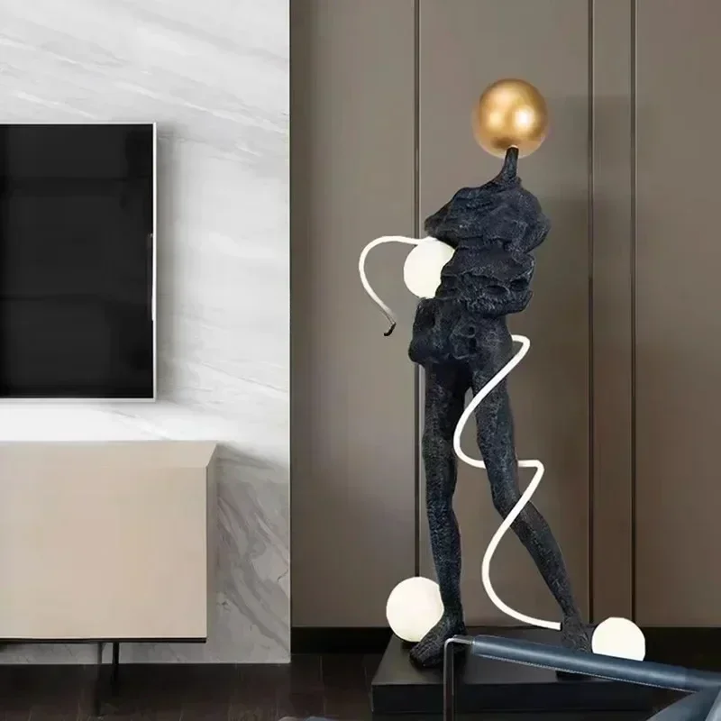 Figure installation Floor-to-ceiling large ornament Abstract pants sculpture Modern duplex building, hotel lobbyHY
