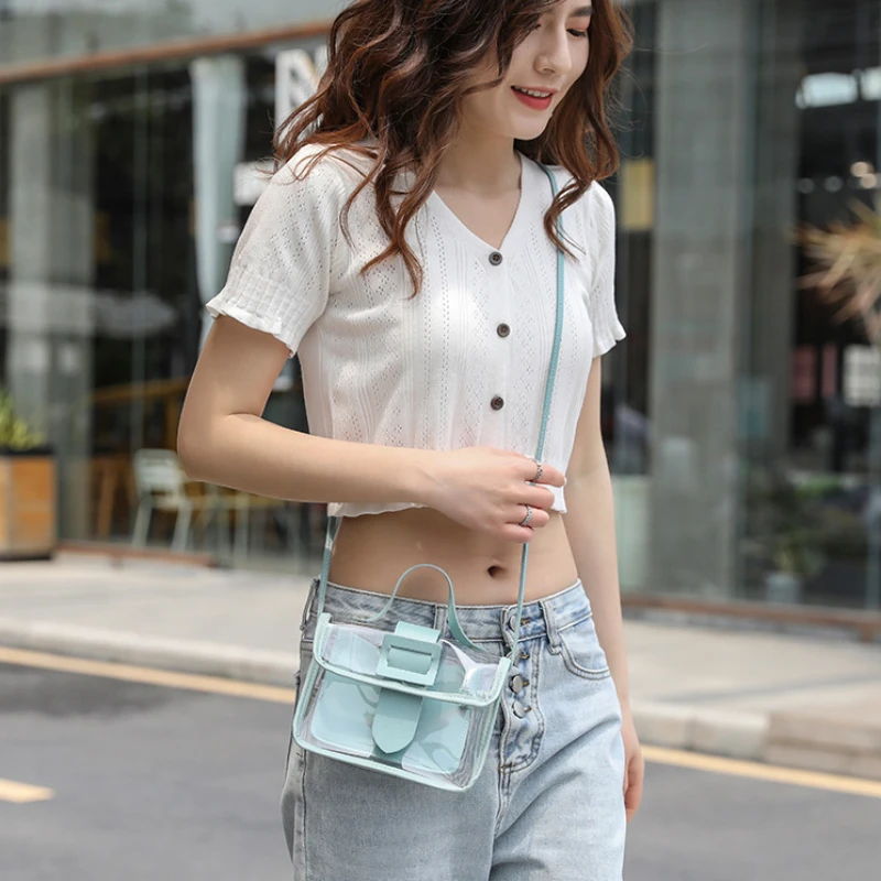 2023 Korean Transparent Fashion Women\'s Bag Summer PVC Single Shoulder Crossbody Bag Handbags Crossbody