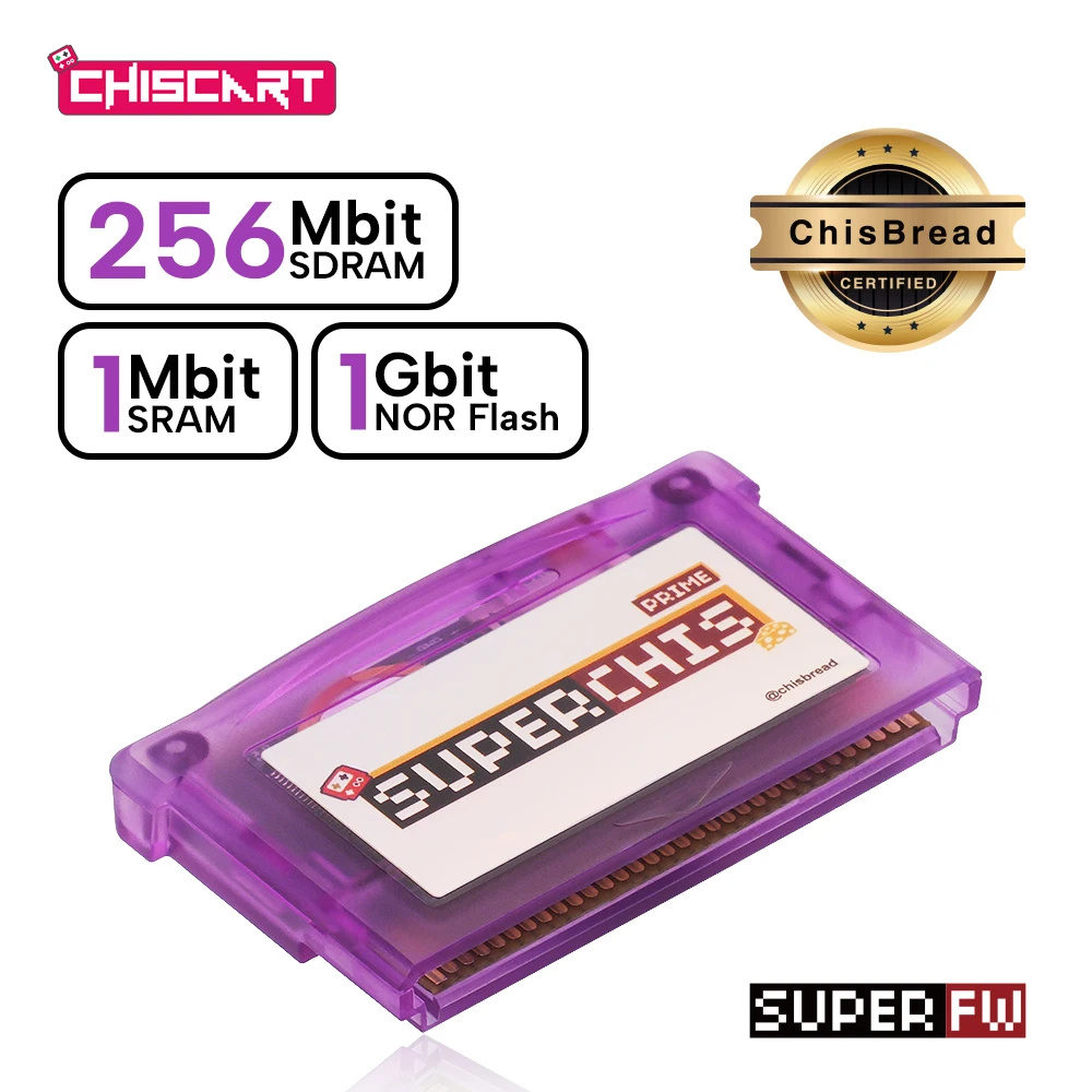SuperChis Prime GBA Cart Reader with 256KB SRAM, 1Gbit NOR Flash, 1Mbit SRAM, SuperFW for GBA, GB Player, NDS, NDSL Console