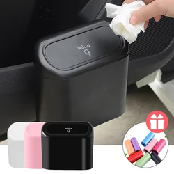 Portable Hanging Mini Car Trash Can,Wastebasket Trash Can with Lid, for Car Office Home,Auto Storage Bin Accessories