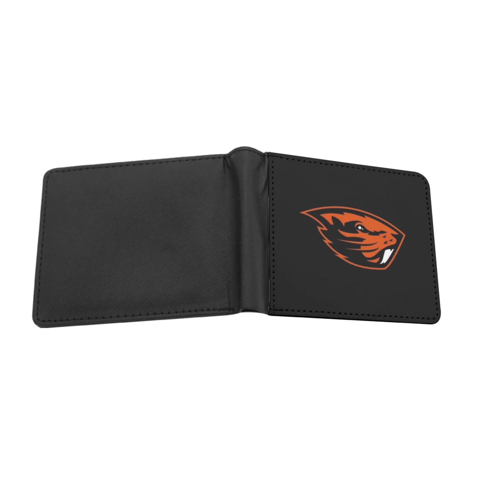 The Beavers Oregon State Icon Personalized Men's Leather Wallet Credit Card Pouch Purse Logo Sport Personalized Print Vintage