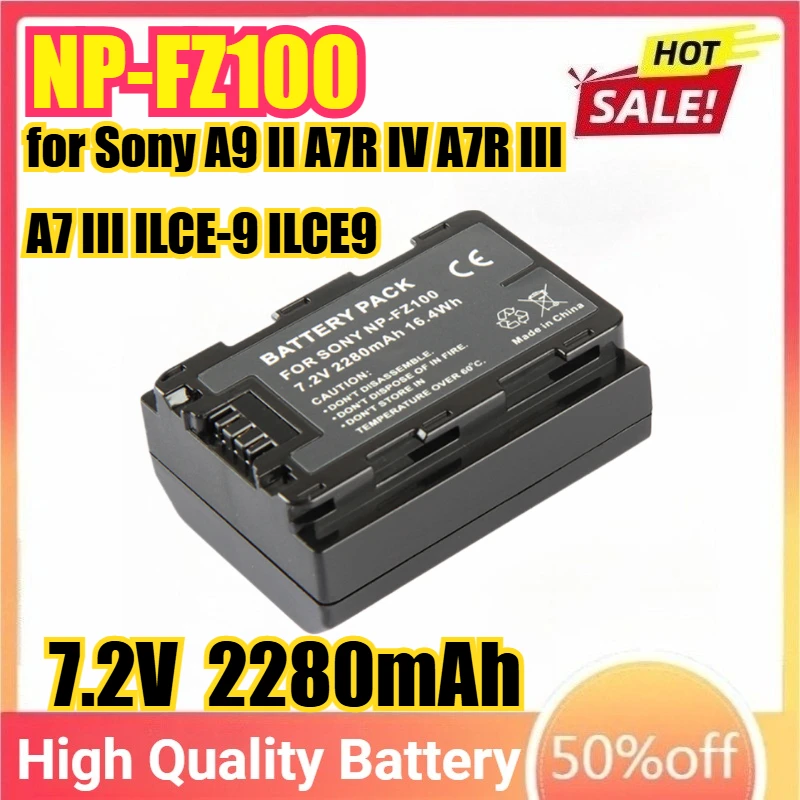 

NP-FZ100 NPFZ100 7.2V Camera Battery for Sony A9 II A7R IV A7R III A7 III ILCE-9 ILCE9 ILCE-7RM3 ILCE-7M3 A6600 As BC-QZ1