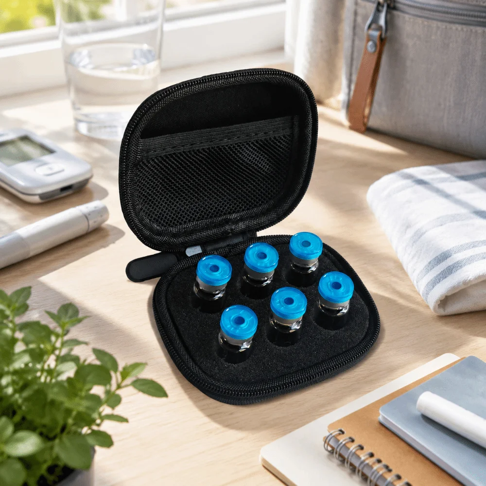 3ML Insulin Vial Storage Case 6/9 Slots Dust-proof Insulin Vial Protector Wear-resistant Zippers Closure Insulin Organizer