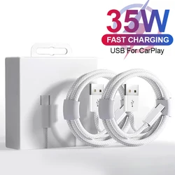2Pcs USB Fast Charging Cable Connect CarPlay Exclusive For iPhone 16 15 Type-C Charging 14 13 12 11 Pro Max XS Cables Data Line