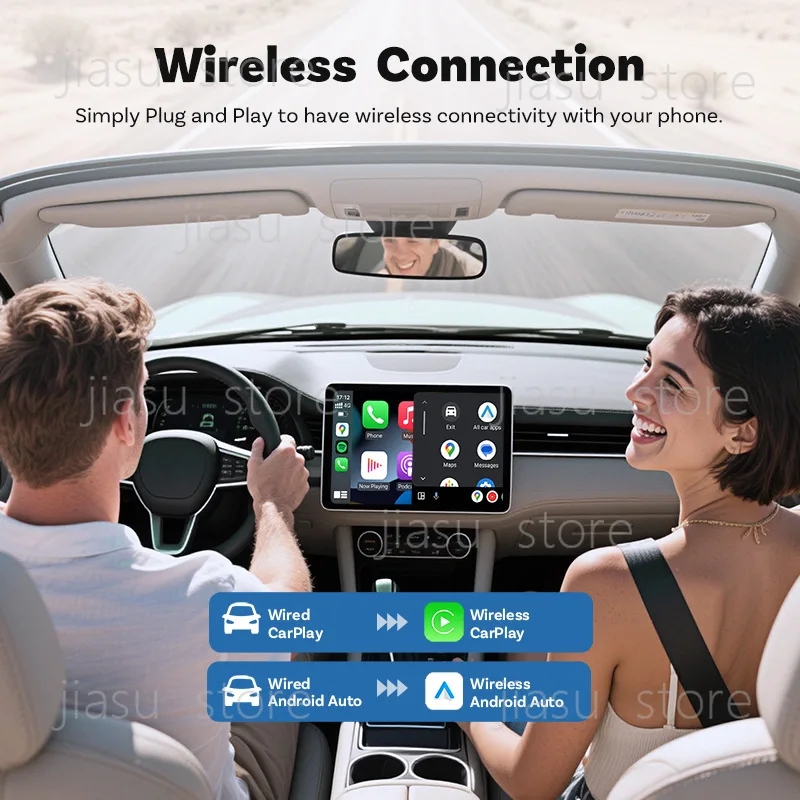 Ottocast Mini Cube Wireless CarPlay Adapter, 2‑in‑1 Car Multimedia Box for Android Auto OEM Factory Car Infotainment