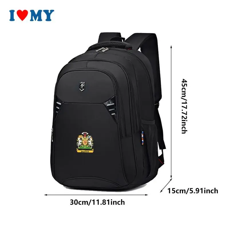 Scotland Crest Printing Black Double Shoulder Sport Backpack for Men Women, Large Capacity Backpack for School, Travel