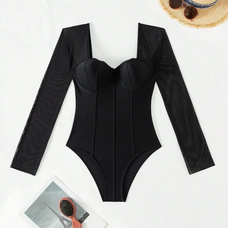 2025Neuer einteiliger Badeanzug mit sexy Rückendruck, Bikini-Überzug, zweiteiliges Set für Damen-Bikini