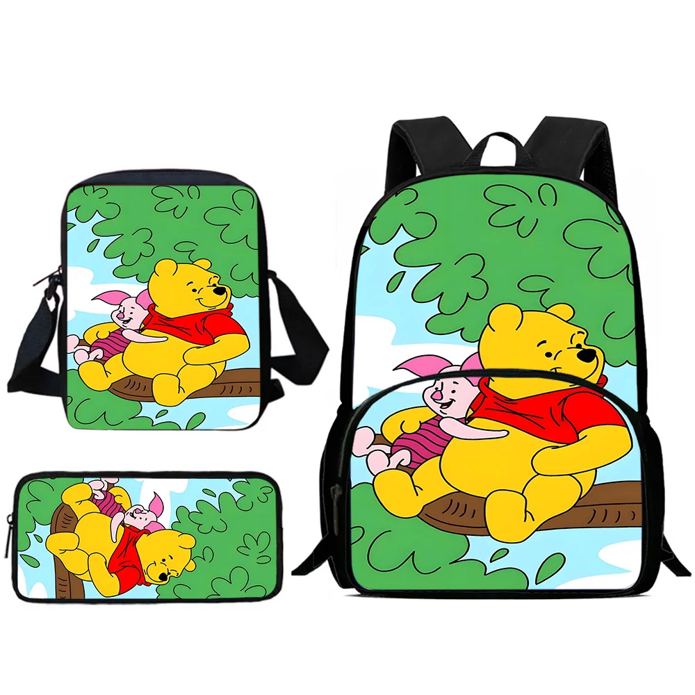 Child Backpacks Cute Winnie the Pooh Shoulder Bag Pencil Case Pupil Large Capacity School Bags for Boys Girls Best Gift