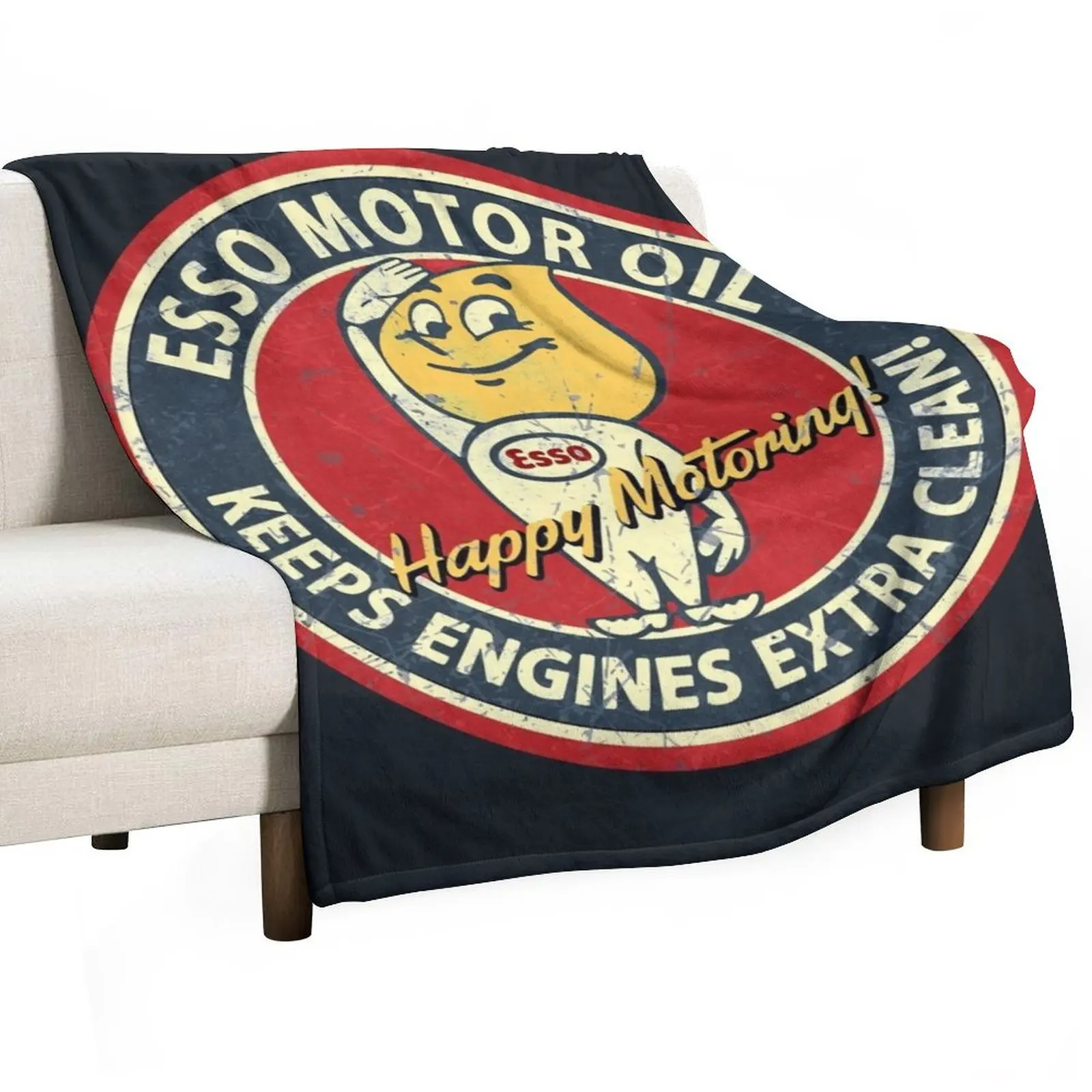 

Motor Oil Esso Vintage Hapy Motoring Throw Blanket Nap manga Plaid on the sofa Sofa Throw Blankets