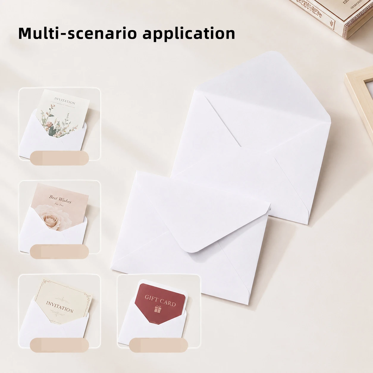 50pcs 150g Paper Envelopes Wedding Invitation 18.4x13.3cm White High-grade Business Greeting Postcard Stationery Supplies Bag