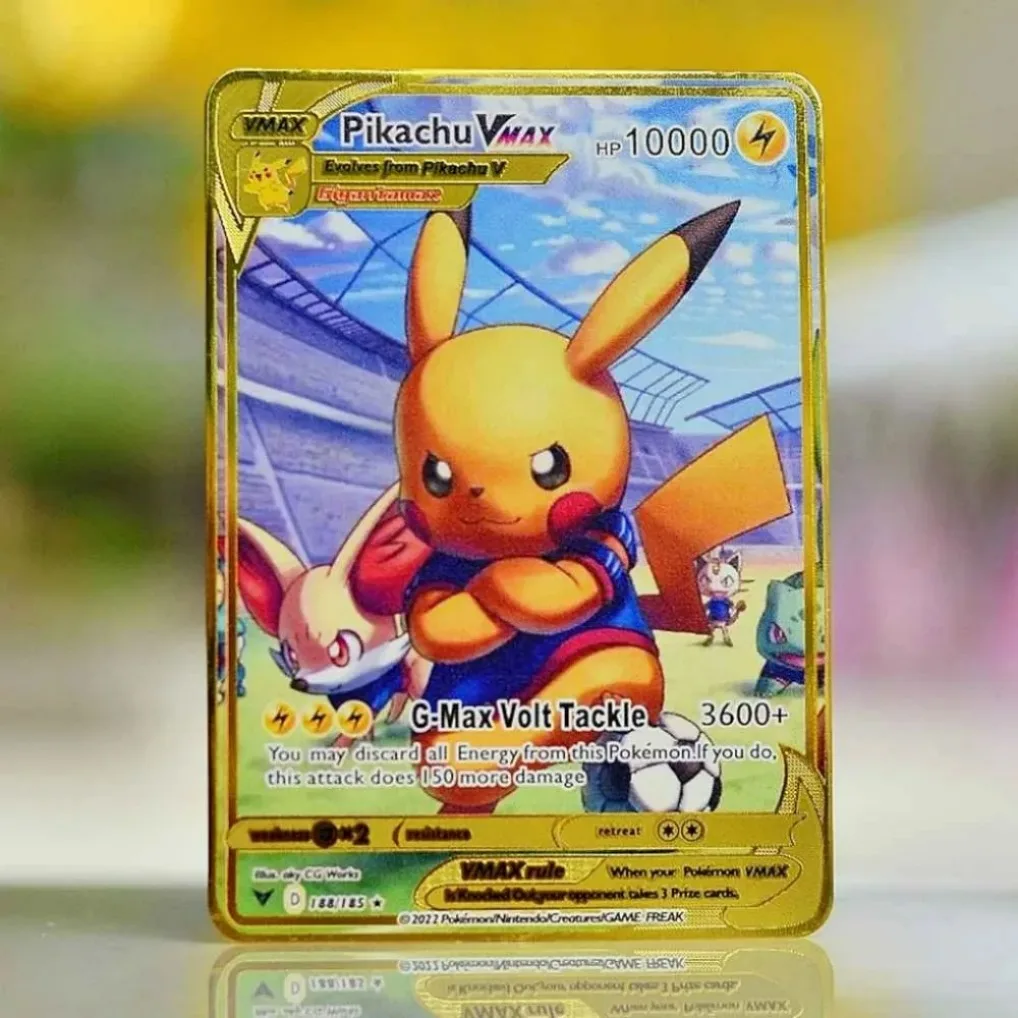 

Карты с покемонами, золотые металлические карты с покемонами Tcg Charizard Vmax Umbreon Gx Pikachu Vstar, аниме, настольные игры, игральные карты, детские игрушки, подарок