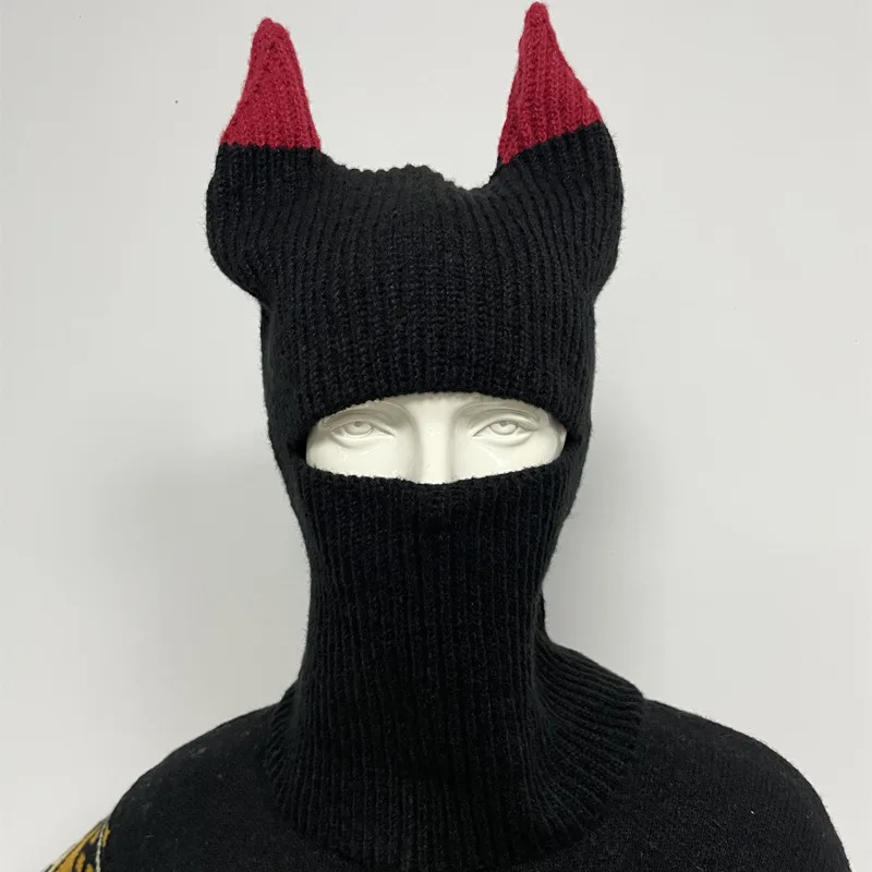 Autumn and winter new Halloween funny cow horn knitted hat warm pullover hat