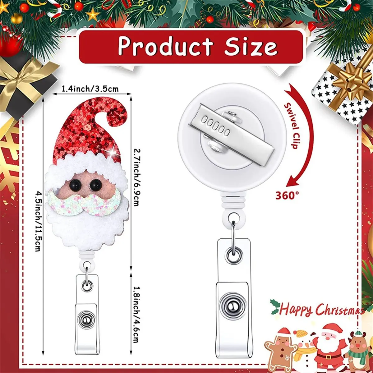 Latest ABBQ-12 Pcs Christmas Badge Reel Felt Badge Holder,for Nurse Teacher Doctor Women Men Stocking Stuffer Ornament Gifts