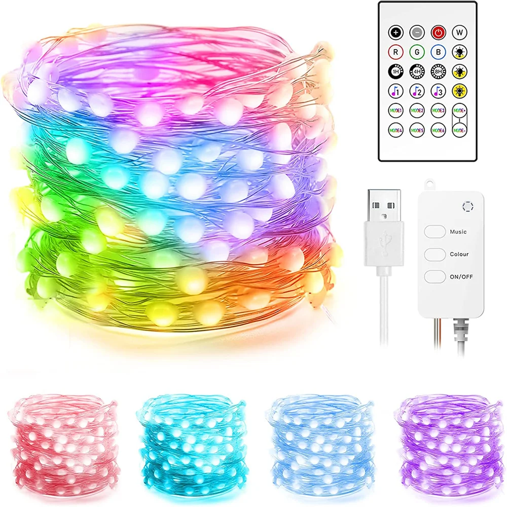 

Led Fairy Smart String Lights Color Changing Copper Twinkle Lights with APP Remote Control for Christmas Indoor Party Decoration