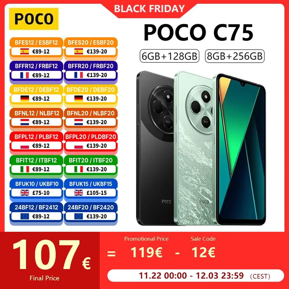 POCO C75 4G Global Version Smartphone 128G/256G Helio G81-Ultra 6.88