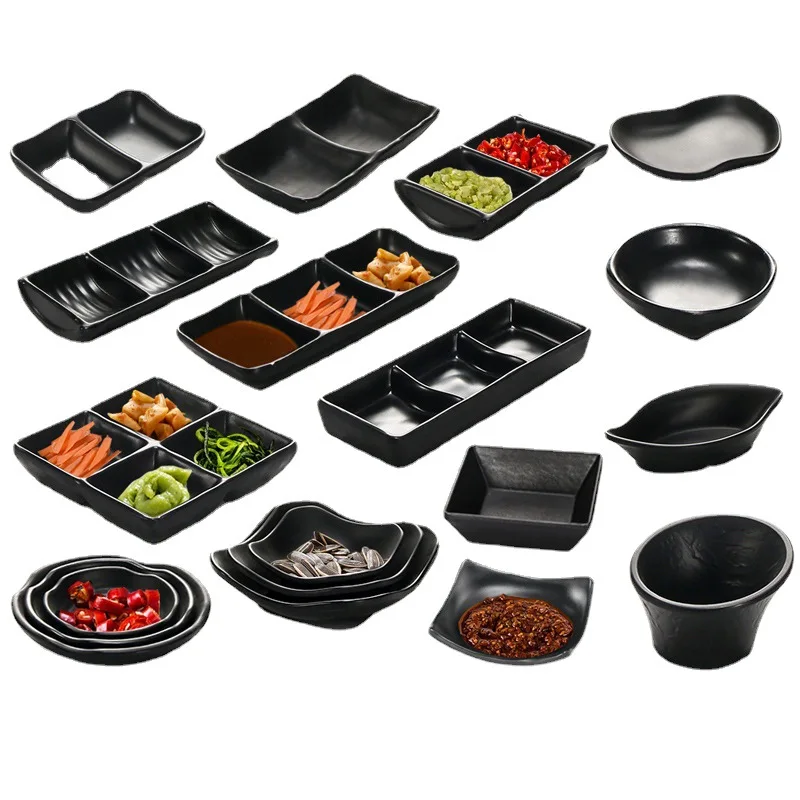 Melamine Seasoning Dish Plastic Hot Pot Dipping Bowl Sauce Separate Grid Plate Spice Soy Vinegar Dishes Kitchen Tableware