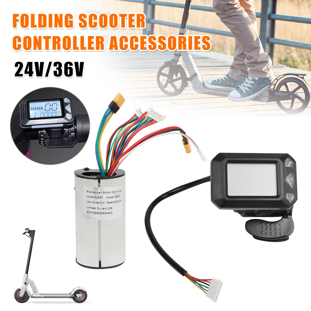 24V/36V 350W Folding Scooter Controller Accessorie Carbon Fiber Controller LCD Display Brake Accelerator Throttle Set