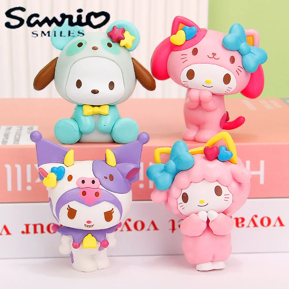 Hello Kitty 6Cm Figure Sanrio Anime Melody Kuromi Pochacco Doll Kawaii Diy Cake Decoration Christmas Gifts For Childrens