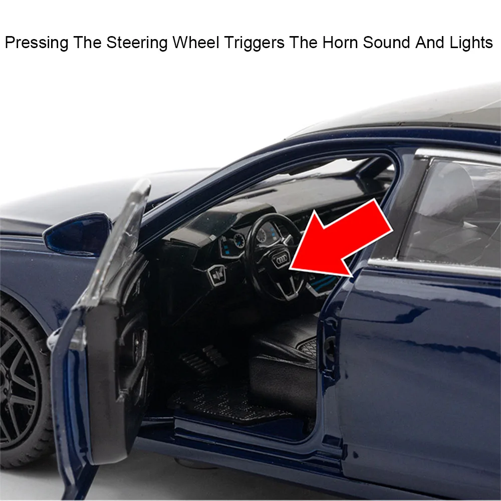 1/24 Scale A6 Diecast  Alloy Toy Car Models Shock Absorption Simulation Interior with Pull Back Sound Light Vehicle Decorations