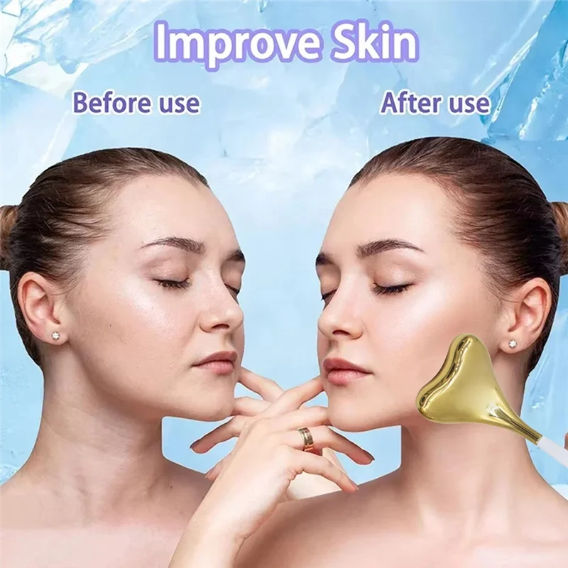 AB68 Globi di ghiaccio per il viso 2 pezzi di lusso in oro rosa Cryo Sticks Rullo per il viso Strumenti di massaggio facciale di bellezza per il raffreddamento del freddo e del calore