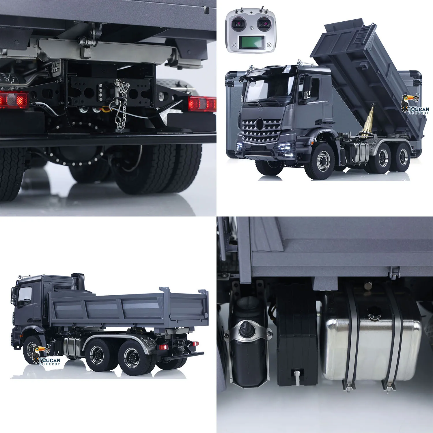 

Toys 1/14 Hydraulic RC Dump Truck 6x6 Metal Radio Control Finished Tipper Car 3-speed Gearbox Light Sound Vehicle Cars for Boys