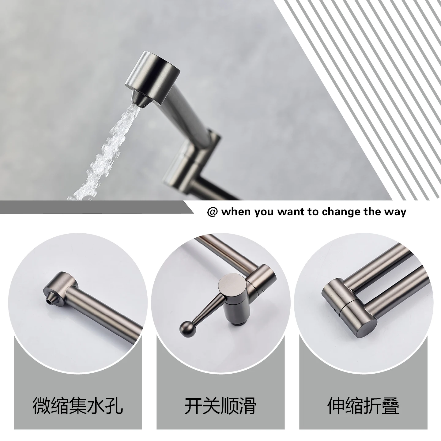 Enkele koude keukenpotvuller W - Pot Filler Faucet Wall Mount Folding recensie en prijs