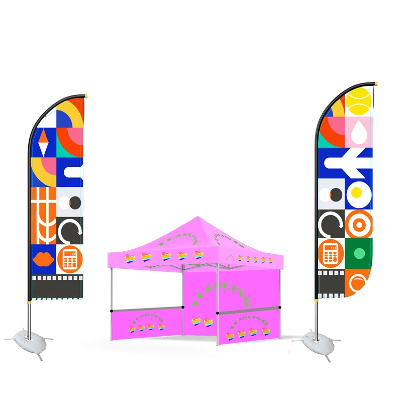 Custom Teanling Outdoor Folding Tent Advertising Flag Customized Logo Full Color Printing Used For Promotion Business Activities