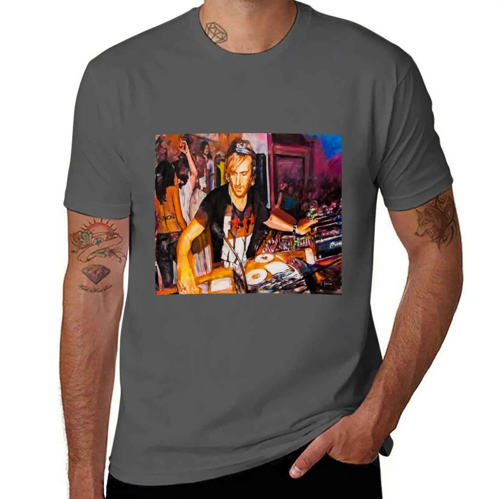 DJ David Guetta at Pacha, Ibiza T-Shirt Work Outdoor Short Sleeve Tee