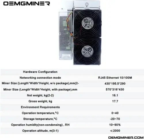 MM Bitmain Antminer Dash Miner D9 Хешрейт 1770G Мощность 2839 Вт Встроенный блок питания