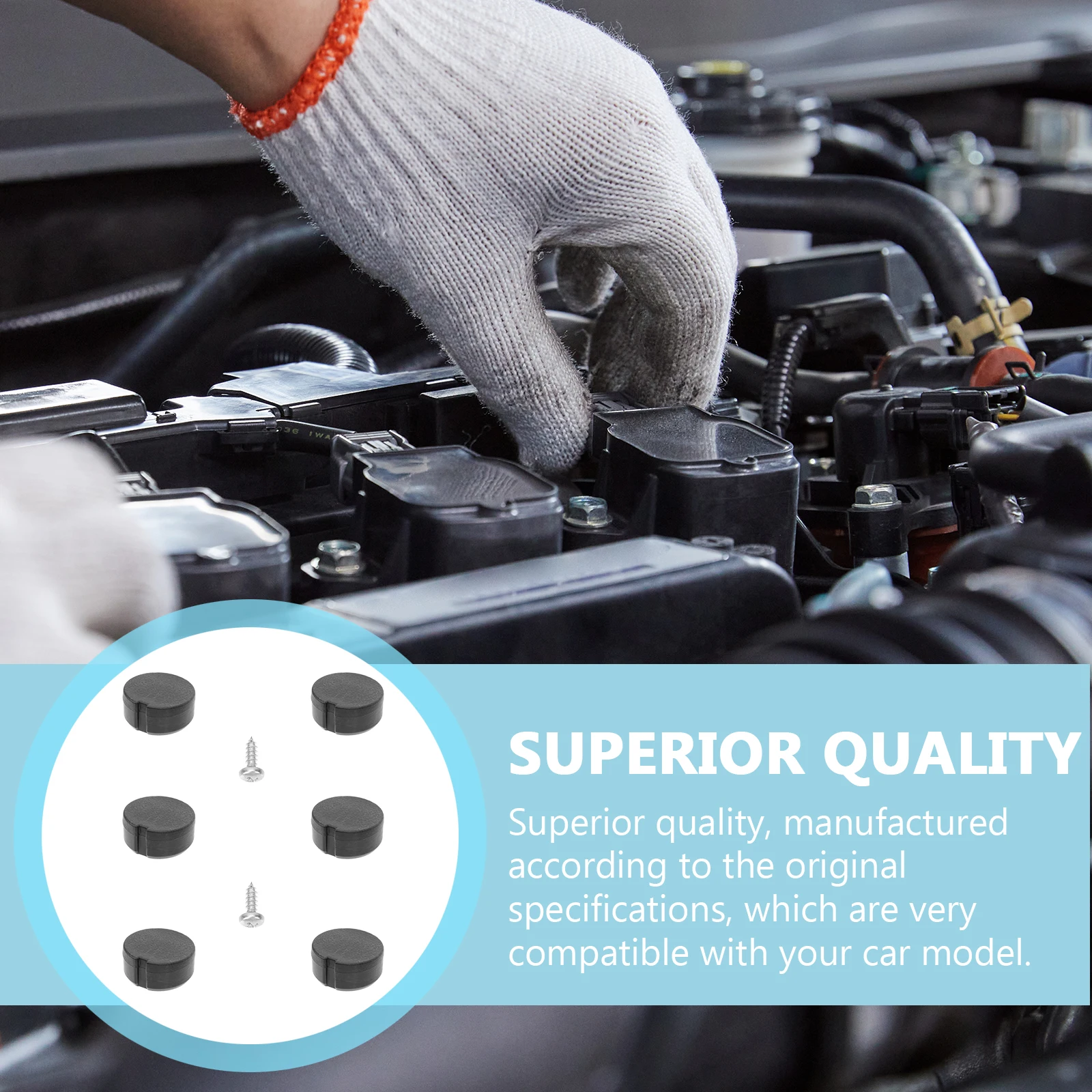 

6pcs Dust Caps Automotive Black Cover Replacement PP Material Durable Impact Resistant Car Dustproof Compatible Model