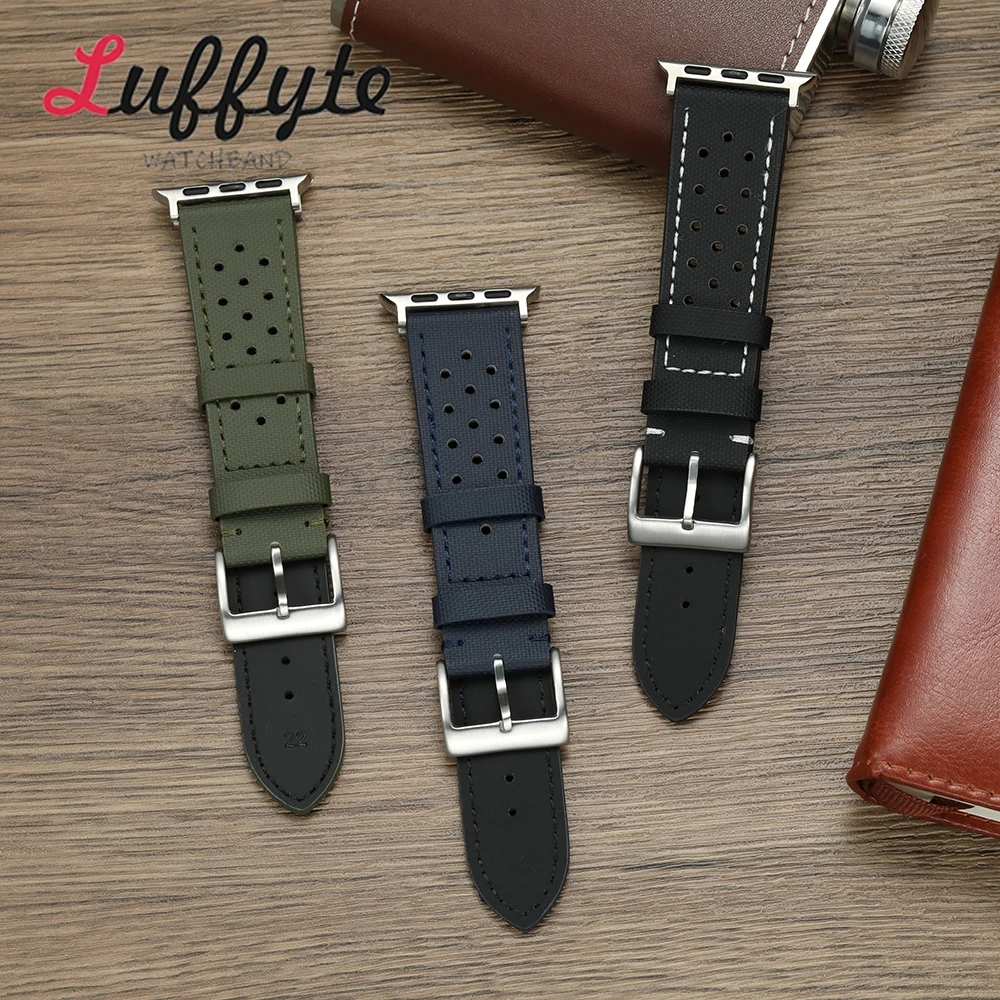 Nylon-Uhrenarmband für Apple Watch 1–10 Ultra SE 2, Armband für Iwatch 38 40 41 42 44 45 46 49 mm, atmungsaktives Silikon-Armband