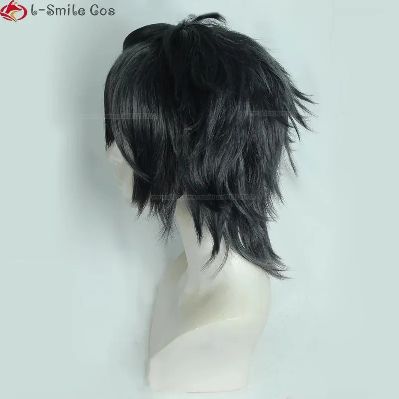 Game ES Ensemble Stars SAGAMI JIN Cosplay Wig JIN SAGAMI Wigs Short Black Grey Hair Glasses Heat Resistant Hair Wigs + Wig Cap