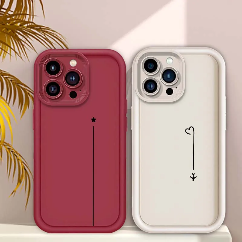 

Line Love Five-Pointed Star For Apple iPhone 17 16 15 14 13 12 11 Pro Max Plus Eye Ladder Soft TPU Cover Phone Case