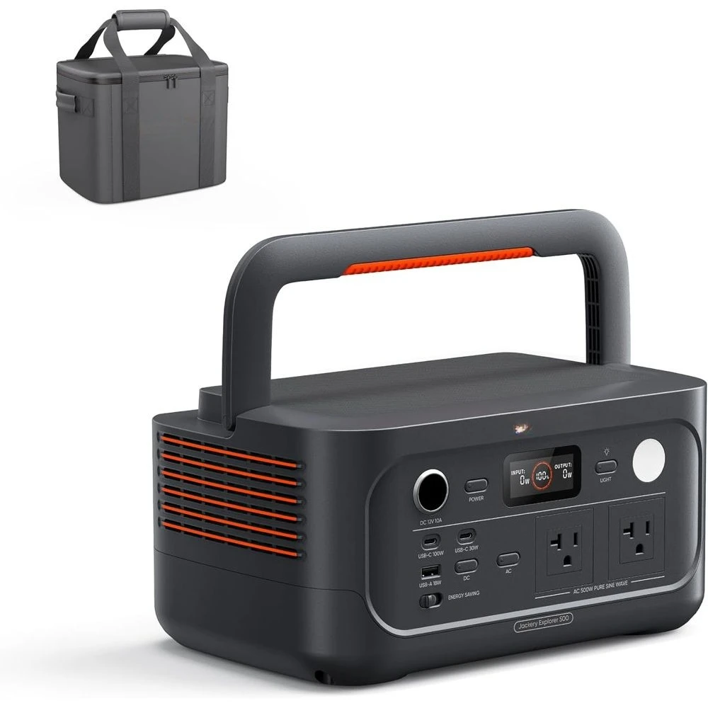 

Explorer 500 v2 Portable Power Station with Carrying Bag, 512Wh LiFePO4 Battery, 500W AC/1000W Peak, Solar Generator for Camping