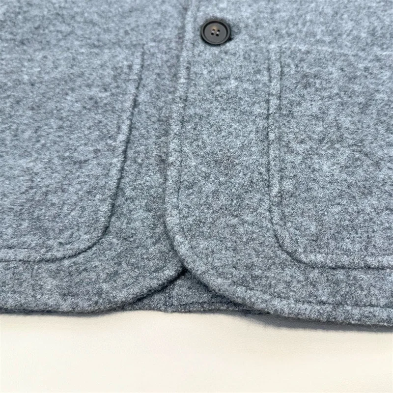 سترة نسائية 2026 ربيع جديد صدر واحد بقصة ضيقة وياقة واقفة وأكمام طويلة معطف نسائي من مزيج الصوف ملابس خارجية y2k #5