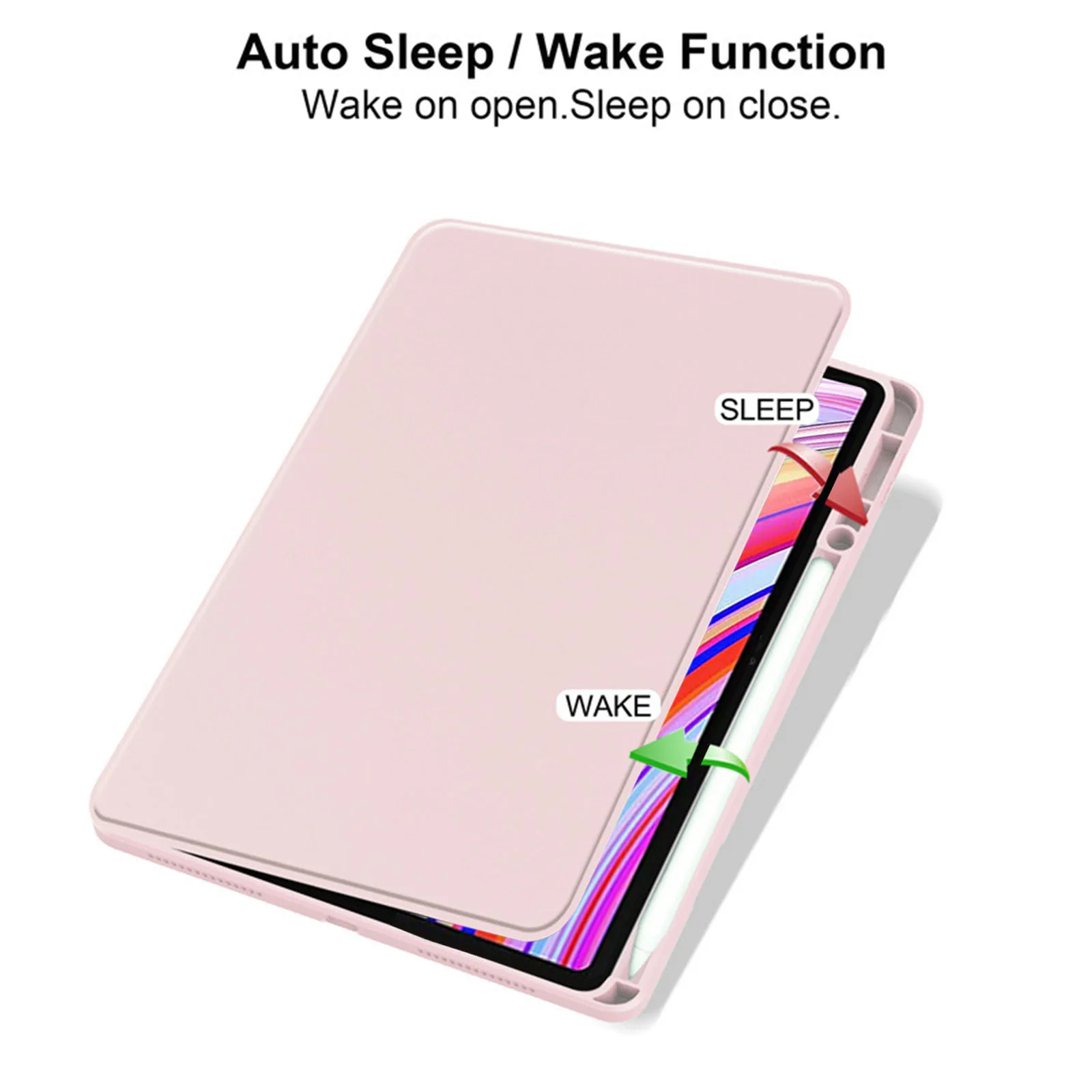 For Xiaomi Redmi Pad 2 Pro Case Rotating Stand PU Leather + TPU + Acrylic with Pencil Holder - Pink
